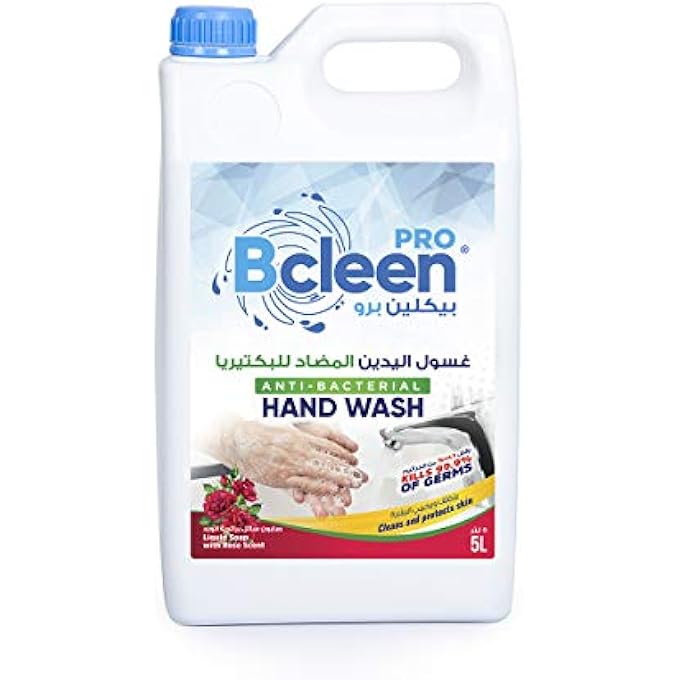 Bcleen صابون سائل لغسل اليدين المضاد للبكتيريا من بيكلين برائحة الورد المرطبة، 5 لتر - Image 1